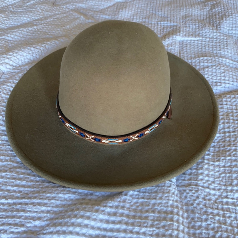 Tan Felt Brimmed Brixton Hat - Tan and Size Medium (58cm)